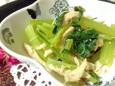 カレー風味♡小松菜と鶏ささみの小鉢